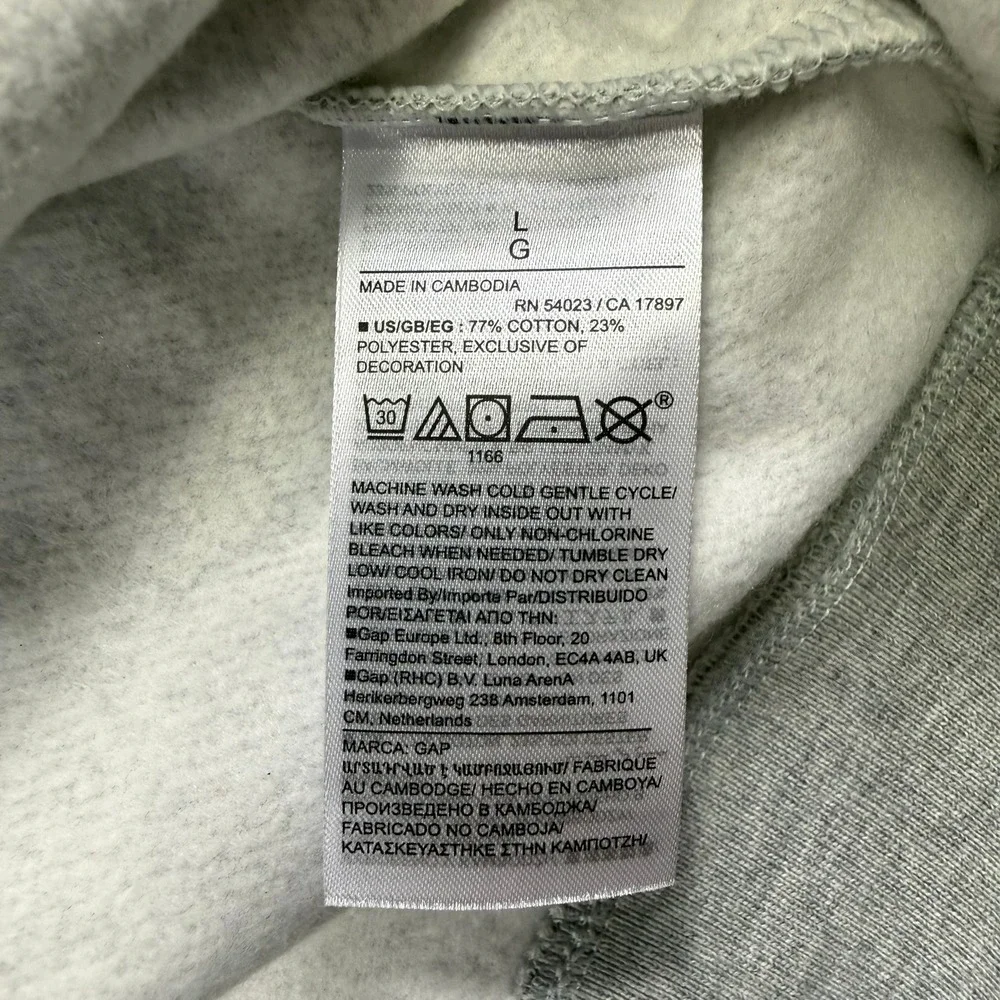 Gap 1969 Mens Varsity Sweatshirt Vest Gray V-Neck G Patch NWT Large 432356-00-1